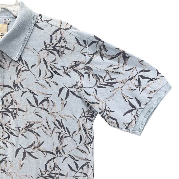 Polo Hawaiian Mens M Blue & Gray Floral by Hawaiian Sands Club - Picture 3 of 8